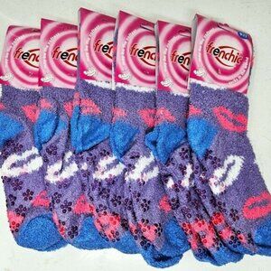 6-Pack Women Fuzzy Slipper Socks Soft Cozy Non-Slip House Grips Socks, Size 9-11